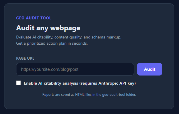 GEO Audit Tool